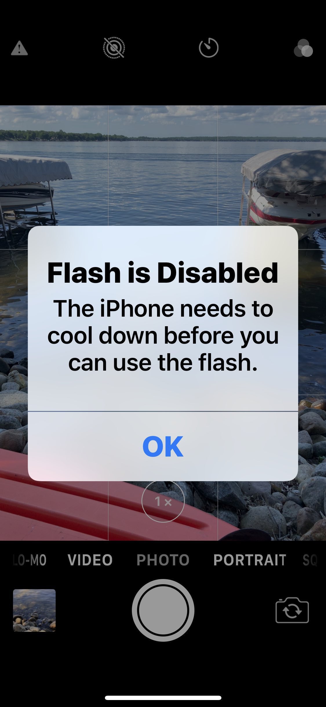 Flash disabled due to heat