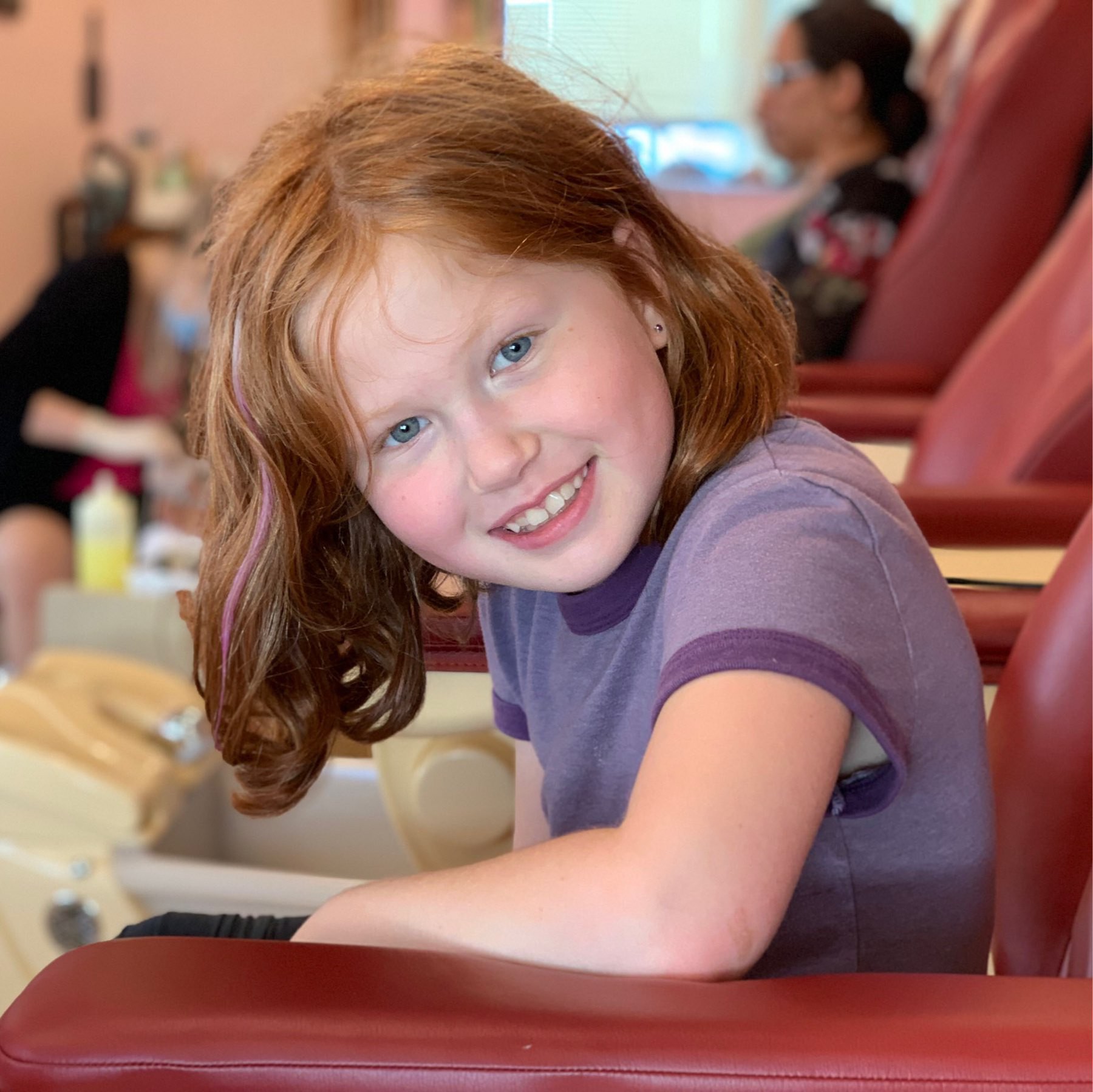 Younger daughter at the nail salon