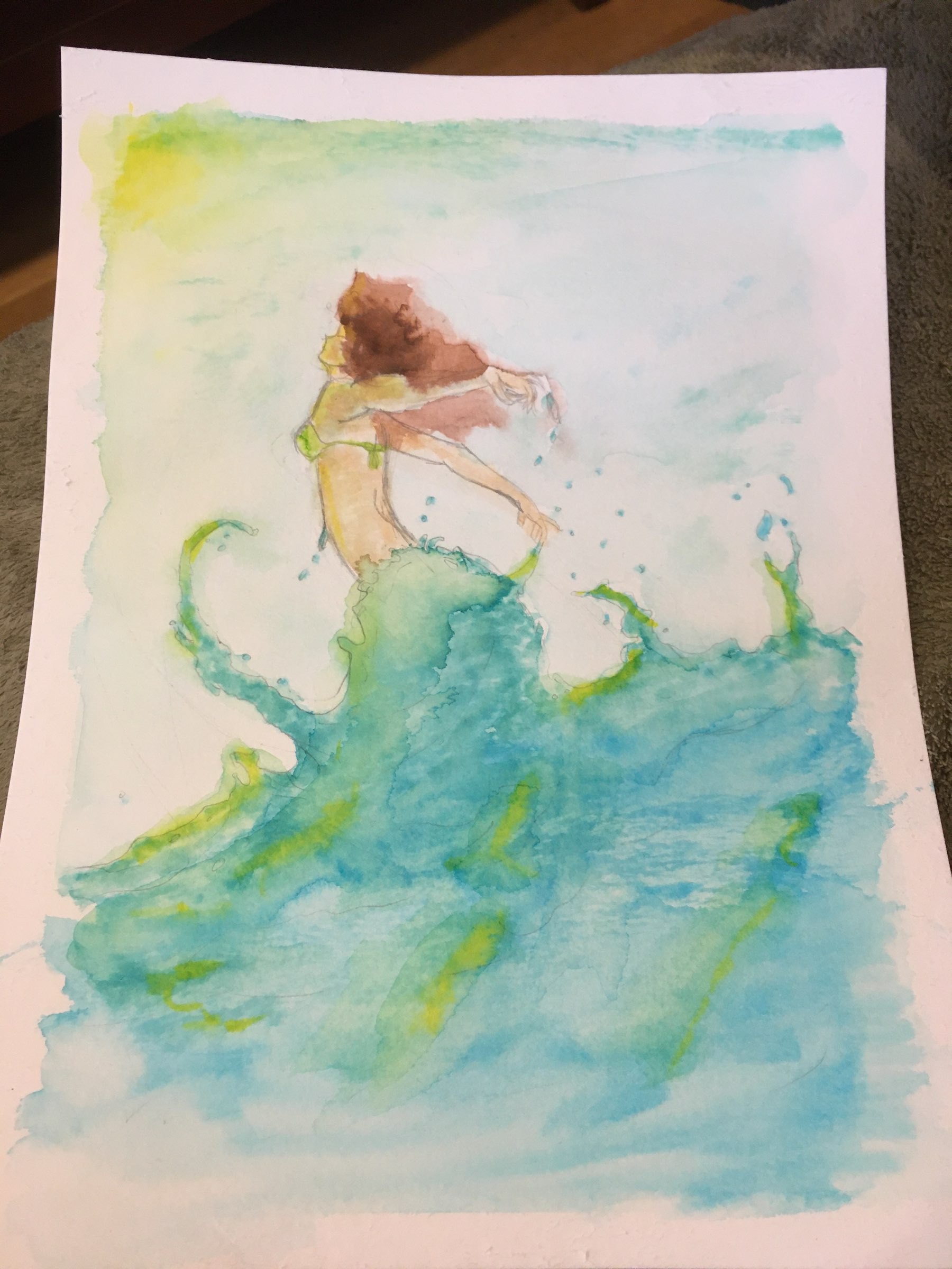 Swimmer/mermaid watercolor