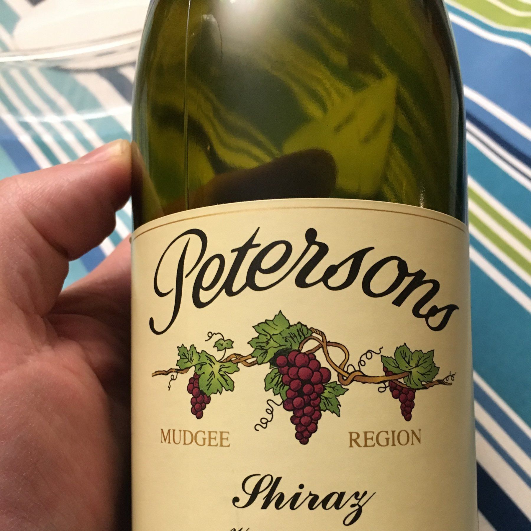 Peterson's shiraz wine bottle