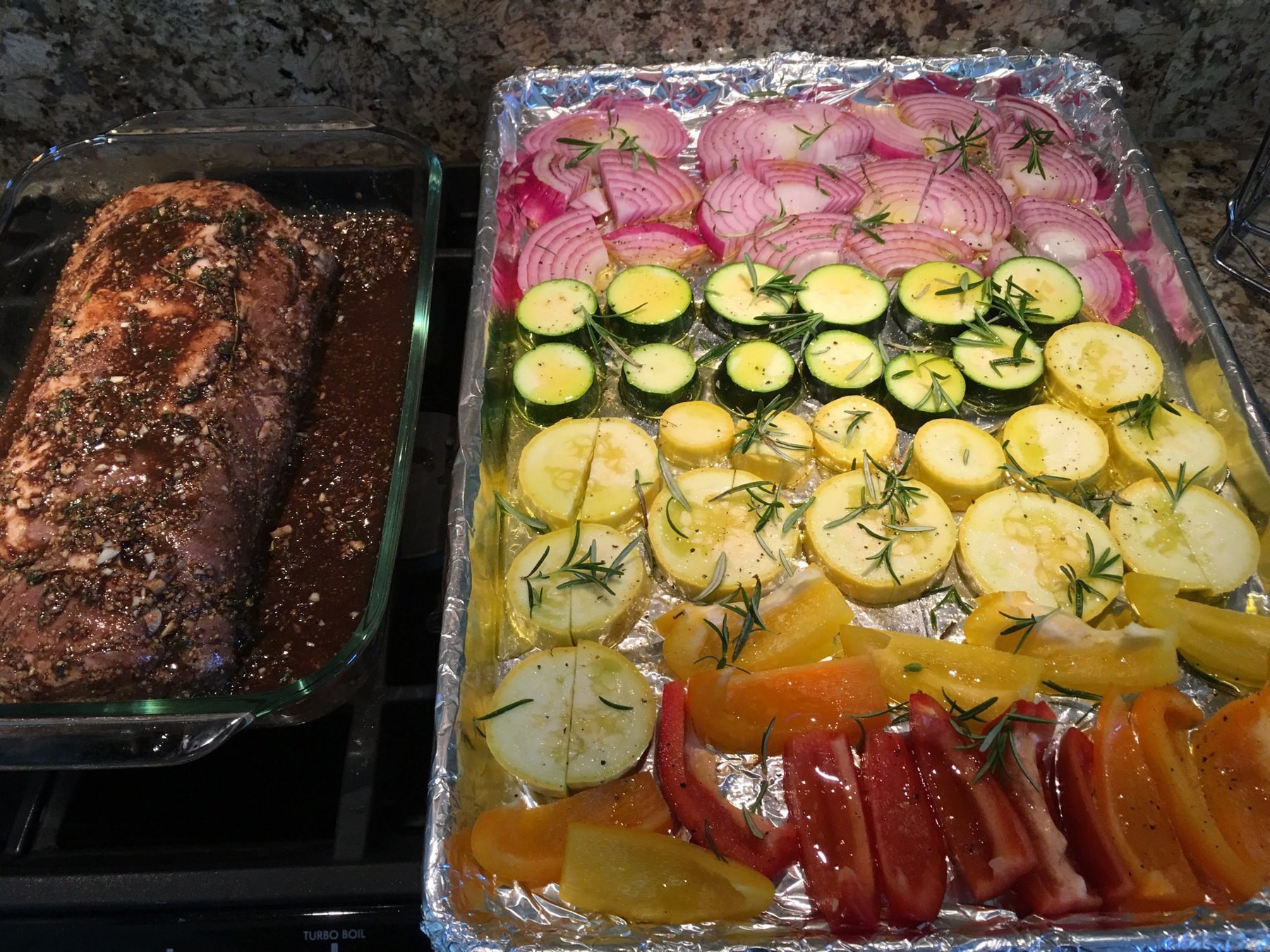 pork loun and vegetables, prepared