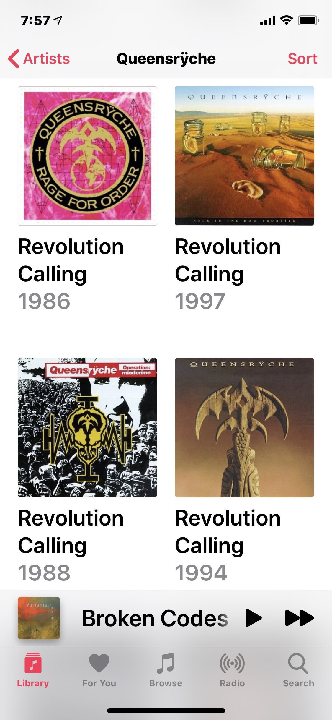Queensrÿche albums all named "Revolution Calling"