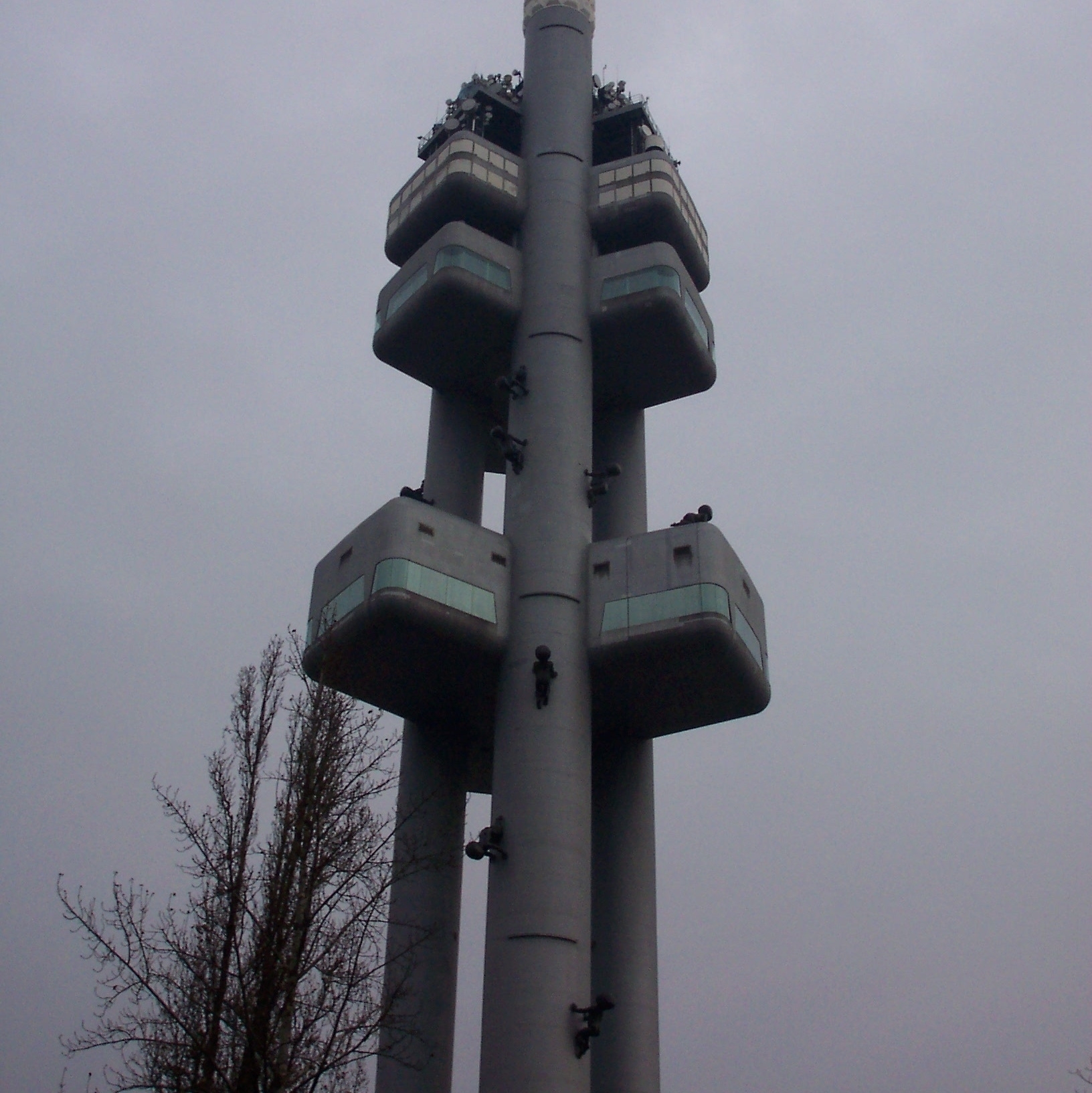 Zizkov TV tower with baby sculptures